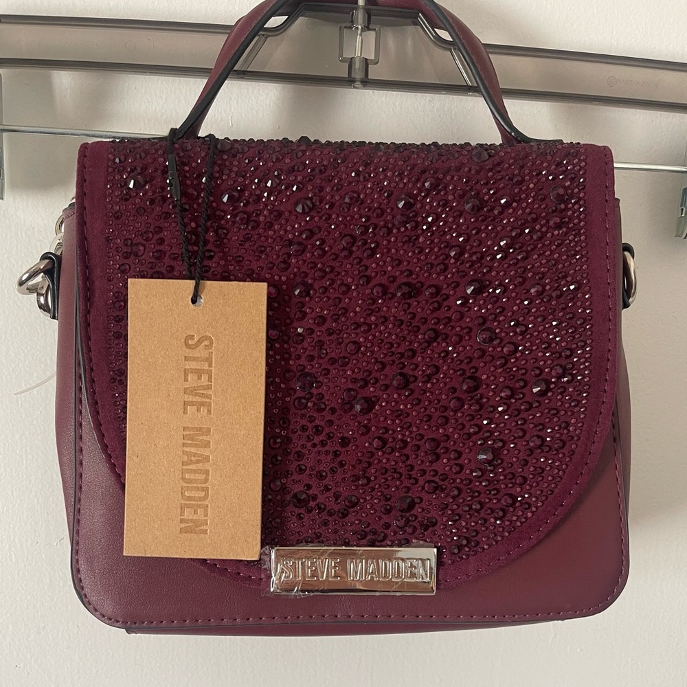 Steve Madden Deep Red Embellished Mini Bag